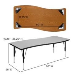 Flash Furniture 26"W X 60"L Rectangle Wave Flexible Collaborative Thermal Laminate Activity Table - Height Adjustable Short Legs -Safavieh Shop GUEST 3eef9555 431c 44d7 b89a 16ccfd9426d0