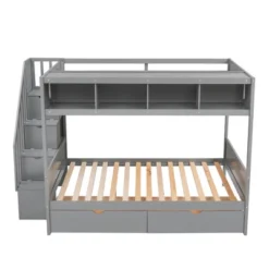Twin Over Full Bunk Bed With Shelves, Storage Staircase And 2 Drawers - ModernLuxe -Safavieh Shop GUEST 40172507 d474 479c a68b 5c0cc0a22633
