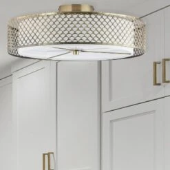 18.25" Leyla Glam Brushed Semi-Flush Mount Ceiling Fixture Sconce Gold - River Of Goods -Safavieh Shop GUEST 411333de cc8f 4378 8b43 9f033c001358