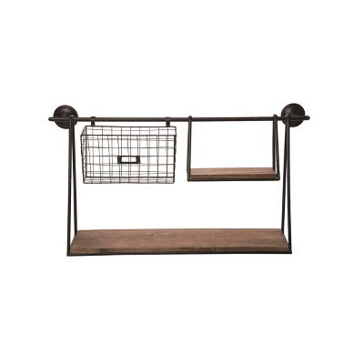 Transpac Metal Black Everyday Shelf With Basket And Hooks 3 Transpac Metal Black Everyday Shelf With Basket And Hooks