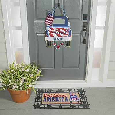 Evergreen Indoor Outdoor Patriotic 4th Of July Bundle Set Of 4 - Door Hanger Door Decor Truck Sassafras Doormat Frame And Sassafras Insert 9 Evergreen Indoor Outdoor Patriotic 4th Of July Bundle Set Of 4 - Door Hanger Door Decor Truck Sassafras Doormat Frame And Sassafras Insert - Image 7