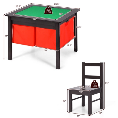 Costway 2-in-1 Kids Activity Table & 2 Chairs Set W/Storage Building Block Table 4 Costway 2-in-1 Kids Activity Table & 2 Chairs Set W/Storage Building Block Table - Image 2