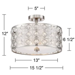 Possini Euro Design Saira Modern Ceiling Light Semi Flush Mount Fixture 16" Wide Brushed Nickel Crystal Organza Drum Shade For Bedroom Kitchen Hallway 10 Possini Euro Design Saira Modern Ceiling Light Semi Flush Mount Fixture 16" Wide Brushed Nickel Crystal Organza Drum Shade For Bedroom Kitchen Hallway -Safavieh Shop GUEST 440538f1 6641 4d44 bdfe 4ba1a8de434b