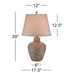360 Lighting Bentley Rustic Farmhouse Table Lamp 29" Tall Brown Leaf Textured Hammered Pot Off White Empire Shade For Bedroom Living Room House Home -Safavieh Shop GUEST 44ee5b2d fa65 497d 845f af451a670f7f