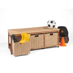 Badger Basket Kid's Storage Bench With Woven Top And Baskets Brown -Safavieh Shop GUEST 46861e61 3a46 439b ba80 6d7ad283daad