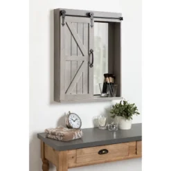 Decorative Wood Wall Storage Cabinet With Vanity Mirror Rustic Gray - Kate & Laurel All Things Decor -Safavieh Shop GUEST 48ec0754 2812 44d2 b121 240142e00282