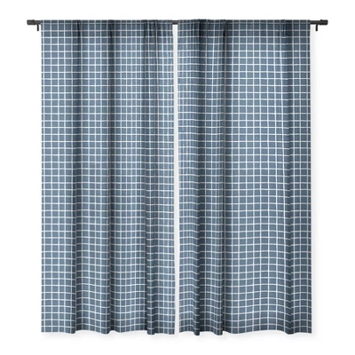 Avenie Grid Pattern Navy 64" X 50" Single Panel Sheer Window Curtain - Society6 4 Avenie Grid Pattern Navy 64" X 50" Single Panel Sheer Window Curtain - Society6 - Image 2