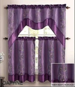 GoodGram 3 Piece Daphne Embroidered Complete Kitchen Curtain Tier And Valance Set -Safavieh Shop GUEST 4a5a19de f276 4d33 9355 ea853d624952