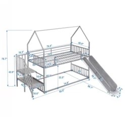 Twin Over Twin Metal Bunk Bed House Bed With Slide And Staircase-ModernLuxe -Safavieh Shop GUEST 4ab0ba1a bc59 4422 802e 263d52ad637a