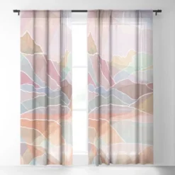 Sewzinski Pastel Mountains Single Panel Sheer Window Curtain - Society6