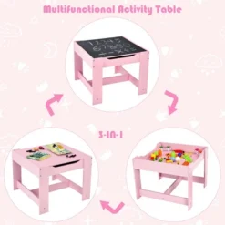 Costway 3 In 1 Kids Wood Table Chairs Set W/ Storage Box Blackboard Drawing Pink -Safavieh Shop GUEST 4d43531d b688 45c7 805a fdca4e59f222
