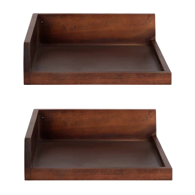 2pc Levie Floating Corner Wood Wall Shelf Set Walnut Brown - Kate & Laurel All Things Decor 4 2pc Levie Floating Corner Wood Wall Shelf Set Walnut Brown - Kate & Laurel All Things Decor - Image 2