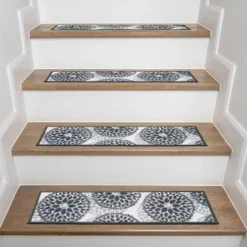 World Rug Gallery Modern Floral Circles Non-Slip Stair Treads -Safavieh Shop GUEST 4ee88efa 56b8 4b1a a783 1b5233d1e159