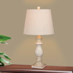 Fangio Lighting Antique Balustrade Column Resin Table Lamps White