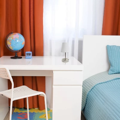 10.5" Petite Metal Stick Bedside Table Desk Lamp In Sand Nickel With Fabric Shade White - Creekwood Home 4 10.5" Petite Metal Stick Bedside Table Desk Lamp In Sand Nickel With Fabric Shade White - Creekwood Home - Image 2