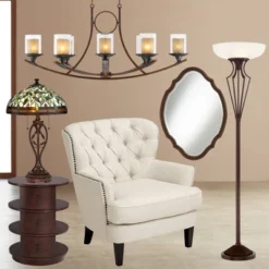 Franklin Iron Works Torchiere Floor Lamp LED 73" Tall Oil Rubbed Bronze Caged Frosted Glass Shade For Living Room Bedroom Office Uplight -Safavieh Shop GUEST 51130795 5102 4a59 a521 805e25d3415f