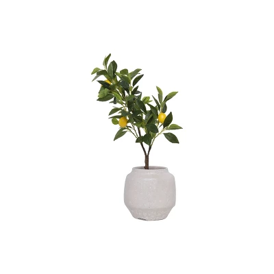 28" Artificial Faux Lemon Tree In Cement Pot - Storied Home 7 28" Artificial Faux Lemon Tree In Cement Pot - Storied Home - Image 5
