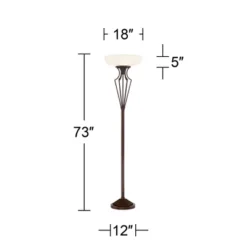Franklin Iron Works Torchiere Floor Lamp LED 73" Tall Oil Rubbed Bronze Caged Frosted Glass Shade For Living Room Bedroom Office Uplight -Safavieh Shop GUEST 547e4282 4ae4 4d06 b8f7 618baa3f58fa