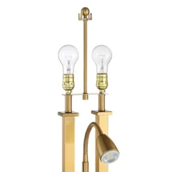 Possini Euro Design Deacon Modern Desk Table Lamp 26" High Brass With USB And AC Power Outlet In Base LED Reading Light Oatmeal Shade For Office Desk -Safavieh Shop GUEST 561c0ff3 d28a 43f7 af3c d38d1fa22f72