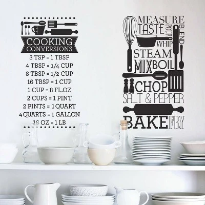 Cooking Conversions Peel And Stick Wall Decal Black/White - RoomMates 3 Cooking Conversions Peel And Stick Wall Decal Black/White - RoomMates - Image 2