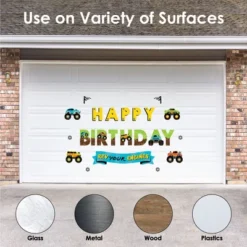 Big Dot Of Happiness Smash And Crash - Monster Truck - Peel And Stick Boy Birthday Party Decoration - Wall Decals Backdrop