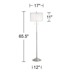 Possini Euro Design Roxie Modern Floor Lamp Standing 65 1/2" Tall Brushed Nickel Sheer Linen Double Drum Shade For Living Room Bedroom Office House -Safavieh Shop GUEST 59b91dd6 a1fd 4d62 8c07 de785160b0ce
