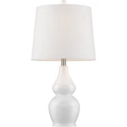 360 Lighting Jane Modern Table Lamps 25" High Set Of 2 White Ceramic Fabric Drum Shade For Bedroom Living Room House Bedside Nightstand Office Family -Safavieh Shop GUEST 5a70a521 3d45 4b5d 97a9 8f2f821f1a5f