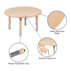 Emma And Oliver 33" Round Plastic Height Adjustable Activity Table Set With 4 Chairs -Safavieh Shop GUEST 5bc17af0 1c3b 47fd 8f8a 21ad35aa3555
