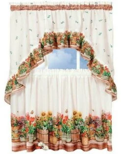 GoodGram Country Garden Complete Kitchen Curtain Tier And Swag Set