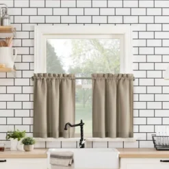 Martine Microfiber Semi Sheer Rod Pocket Kitchen Curtain Valance And Tiers Set - No. 918 -Safavieh Shop GUEST 627b5646 5984 497d 93e9 60e725d224ed