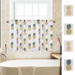 Trinity Pineapple Print Linen Blend Small Half Window Curtains For Kitchen Bathroom Cafe -Safavieh Shop GUEST 6364fd3a af15 45f5 8e90 f44827c14643
