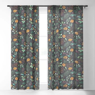 Ninola Design Christmas Botanical Charcoal Single Panel Sheer Window Curtain - Society6 3 Ninola Design Christmas Botanical Charcoal Single Panel Sheer Window Curtain - Society6