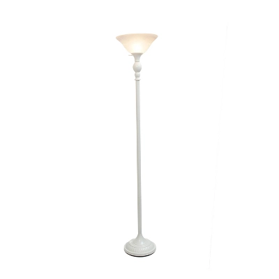 1 Light Torchiere Floor Lamp With Marbleized Glass Shade White - Elegant Designs 3 1 Light Torchiere Floor Lamp With Marbleized Glass Shade White - Elegant Designs
