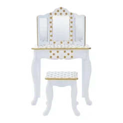 Fashion Polka Dot Gisele Play Vanity Set With Led Mirror White/Gold - Teamson Kids -Safavieh Shop GUEST 65055718 9fd1 44a2 9e6d 7361695112e8