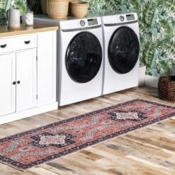 NuLOOM Amber Machine Washable Floral Aztec Area Rug