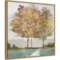 22" X 22" Golden Forest Shimmer By Isabelle Z Framed Canvas Wall Art Light Brown - Amanti Art