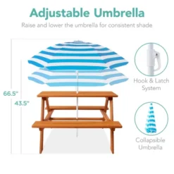Best Choice Products Kids Wooden Picnic Table, Outdoor Activity Table W/ Adjustable Umbrella, Built-In Seats -Safavieh Shop GUEST 66d17056 36eb 4a12 9b15 d1528454201f