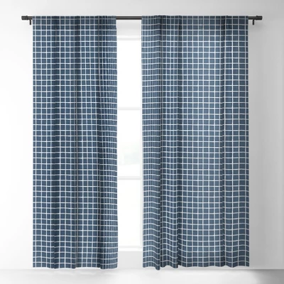Avenie Grid Pattern Navy 64" X 50" Single Panel Sheer Window Curtain - Society6 3 Avenie Grid Pattern Navy 64" X 50" Single Panel Sheer Window Curtain - Society6