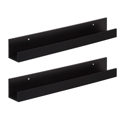 24" X 3.3" 2pc Decorative Wall Shelf Set Black - Uniek 5 24" X 3.3" 2pc Decorative Wall Shelf Set Black - Uniek - Image 3