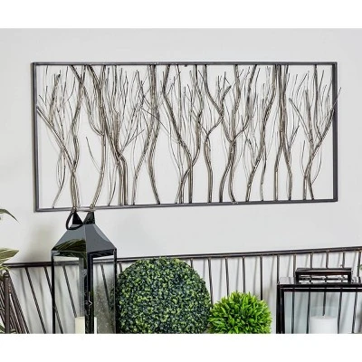 Metal Tree Distressed Dimensional Branch Wall Decor With Black Frame Silver - Olivia & May 3 Metal Tree Distressed Dimensional Branch Wall Decor With Black Frame Silver - Olivia & May