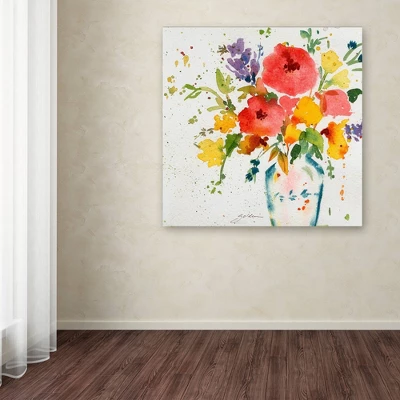 24" X 24" White Vase With Bright Flowers By Sheila Golden - Trademark Fine Art 4 24" X 24" White Vase With Bright Flowers By Sheila Golden - Trademark Fine Art - Image 2