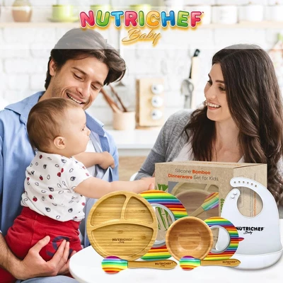 NutriChef Rainbow Dinnerware Set With Bibs For Kids 8 NutriChef Rainbow Dinnerware Set With Bibs For Kids - Image 6
