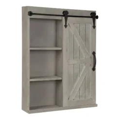 Decorative Wood Wall Storage Cabinet With Vanity Mirror Rustic Gray - Kate & Laurel All Things Decor -Safavieh Shop GUEST 703bfe66 a99b 4fd9 917d 1f7a8019ec3b