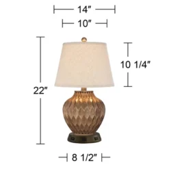 360 Lighting Accent Table Lamp With USB And AC Power Outlet Workstation Charging Base 22" High Warm Bronze Drum Shade Living Room Desk -Safavieh Shop GUEST 712f942a f32c 449b a263 981ffcb1cc43