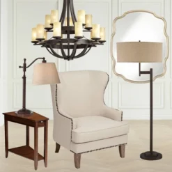 Regency Hill Downbridge Style Desk Table Lamp Adjustable Height 30.5" Tall Bronze Metal Tan Linen Look Shade For Living Room Bedroom Office -Safavieh Shop GUEST 7192e8ad 461e 429b 8298 fa9c63f870a2