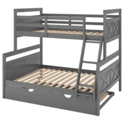 Twin Over Full Bunk Bed With Twin Size Trundle Bed, Ladder And Guardrail-ModernLuxe -Safavieh Shop GUEST 71996ad0 276a 42c8 a995 9db7aa95d346