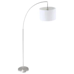 HOMCOM Arc Floor Reading Lamp, Tall Pole Standing Lamp With Hanging Fabric Lampshade For Living Room Or Bedroom, Silver/White -Safavieh Shop GUEST 72d87ab0 809d 43a3 b67e cc4202b285c8