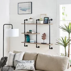 3-Tier Aurora Pipe Wall Shelf Unit Black/Rustic - Danya B. -Safavieh Shop GUEST 73255fb0 753c 42ed bbc3 c6332e030682