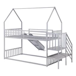 Twin Over Twin Metal Bunk Bed House Bed With Slide And Staircase-ModernLuxe -Safavieh Shop GUEST 747ba124 b67a 40cd b558 ec87f7a3651b