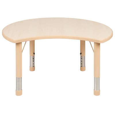 Emma And Oliver 25.125"W X 35.5"L Crescent Natural Plastic Adjustable Activity Table-Seats 4 9 Emma And Oliver 25.125"W X 35.5"L Crescent Natural Plastic Adjustable Activity Table-Seats 4 - Image 7